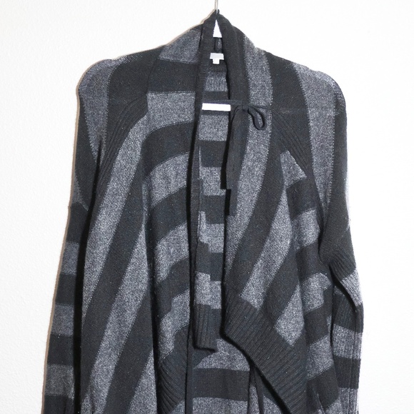 Vince Gray Striped Cashmere Alpaca Wool Open Front Wrap Cardigan SIZE S - Picture 4 of 11